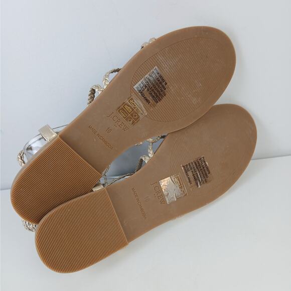 J.Crew SZ 10 Gold Braided Lace-Up Sandals Style BH869 NEW - Picture 6 of 8